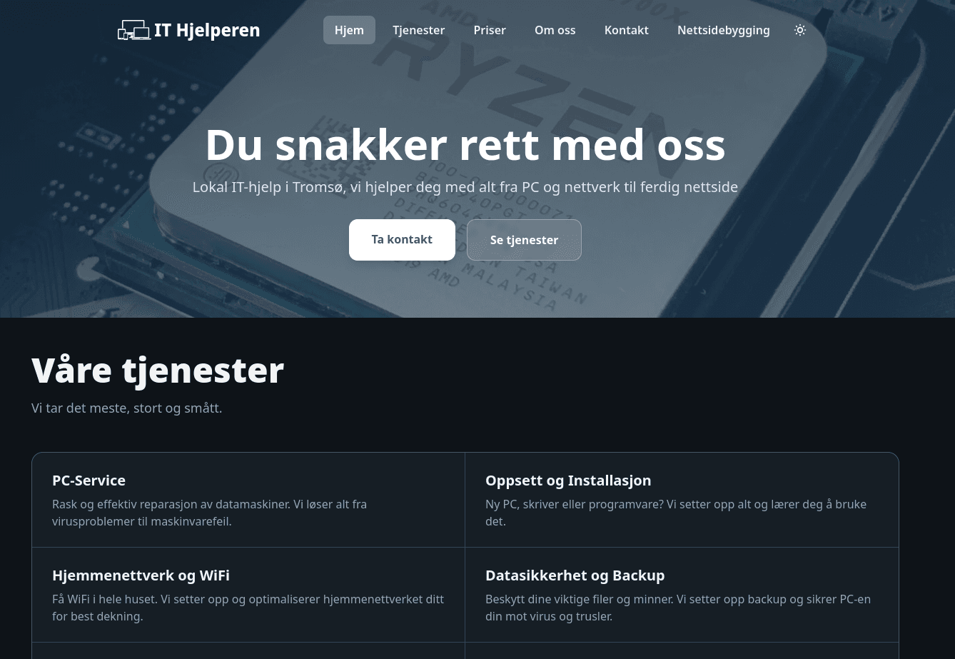 IT-Hjelperen website screenshot 1