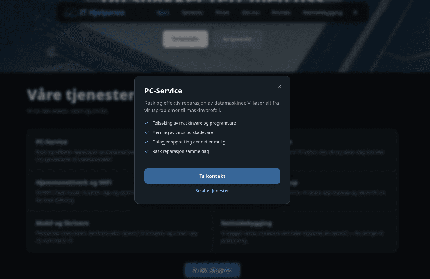 IT-Hjelperen website screenshot 2