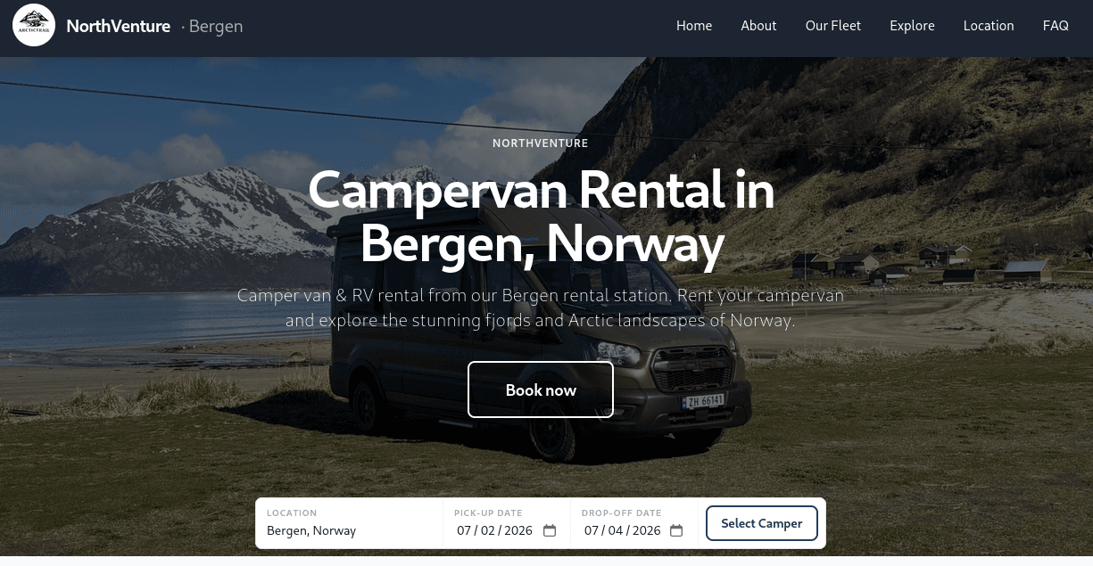 Vehicle rental platform screenshot 1